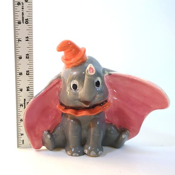 RARE Disney DUMBO Porcelain Coin Bank Large 7" Tall Elephant VTG w Stopper - Picture 6 of 6
